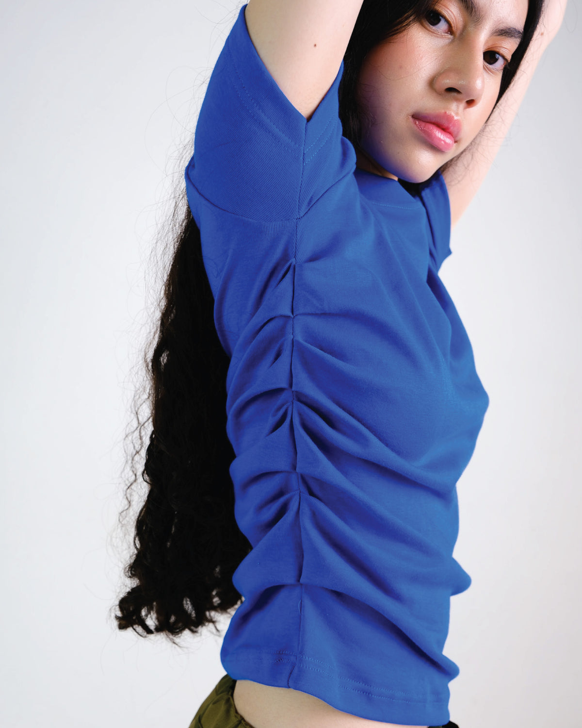 Pleated Tee in Blue