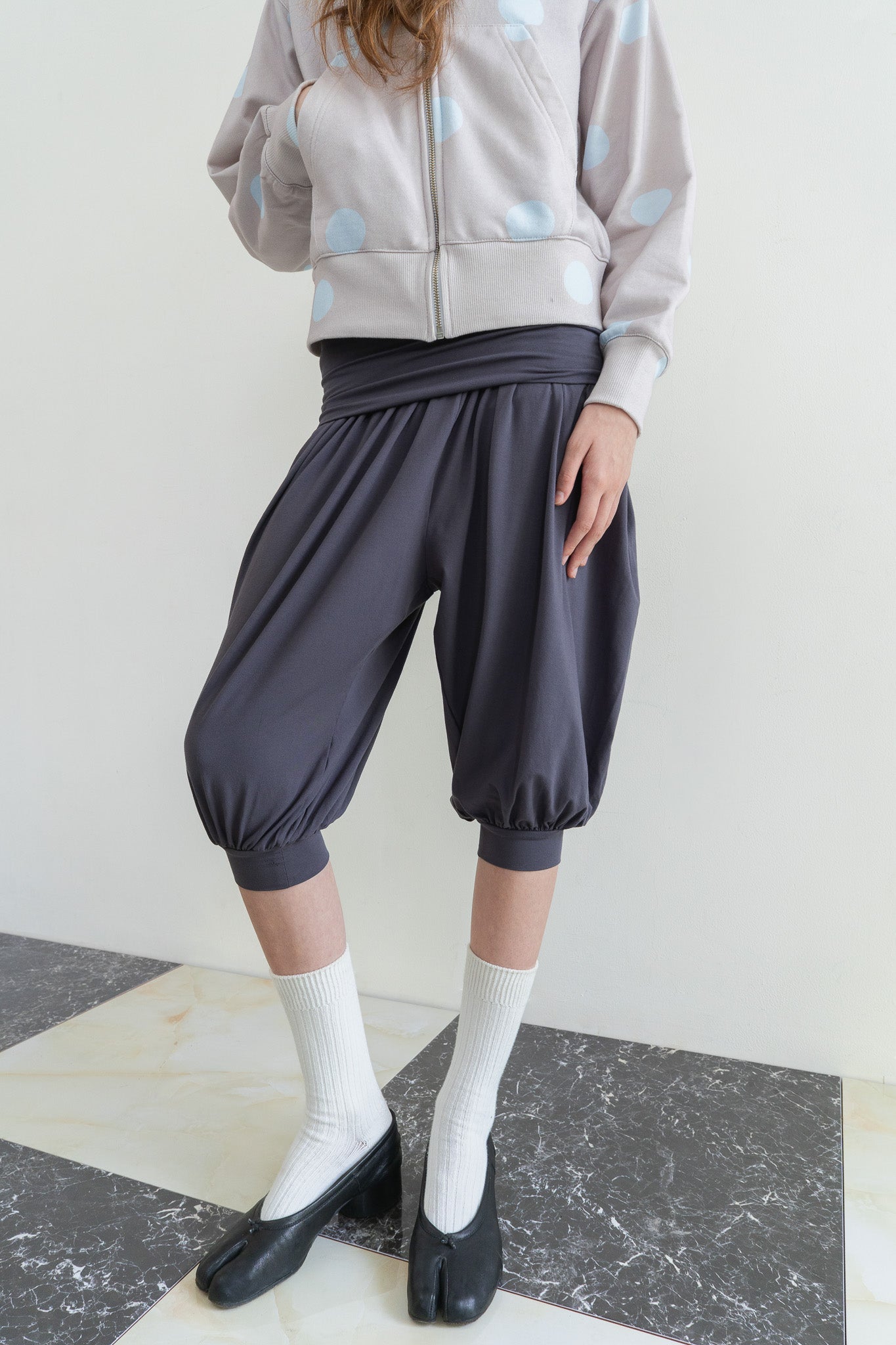 Foldover Harem Pants in Dark Grey