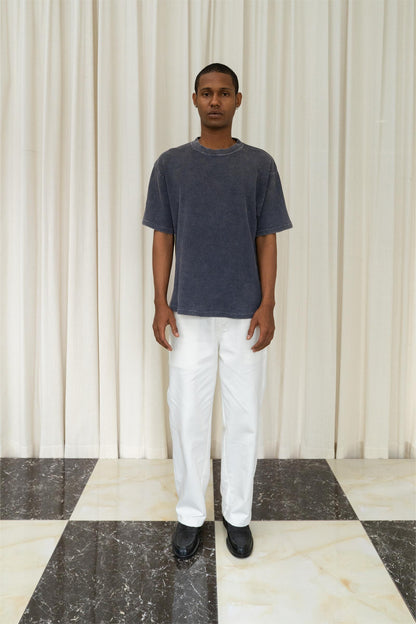 Waffle Washed Tee in Navy