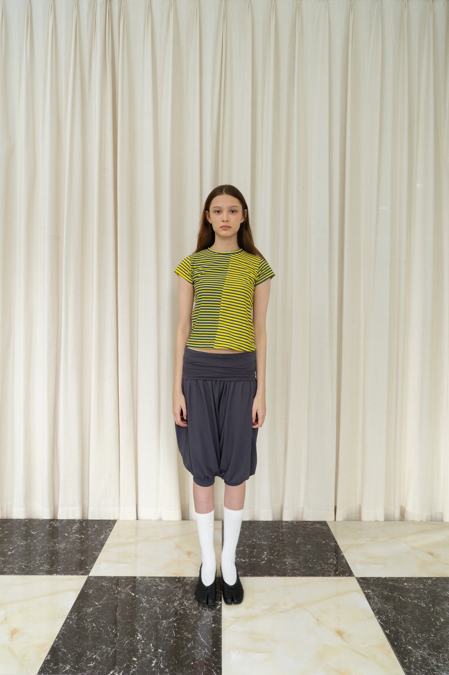 Stripes Asymmetric Top in Blue/Yellow