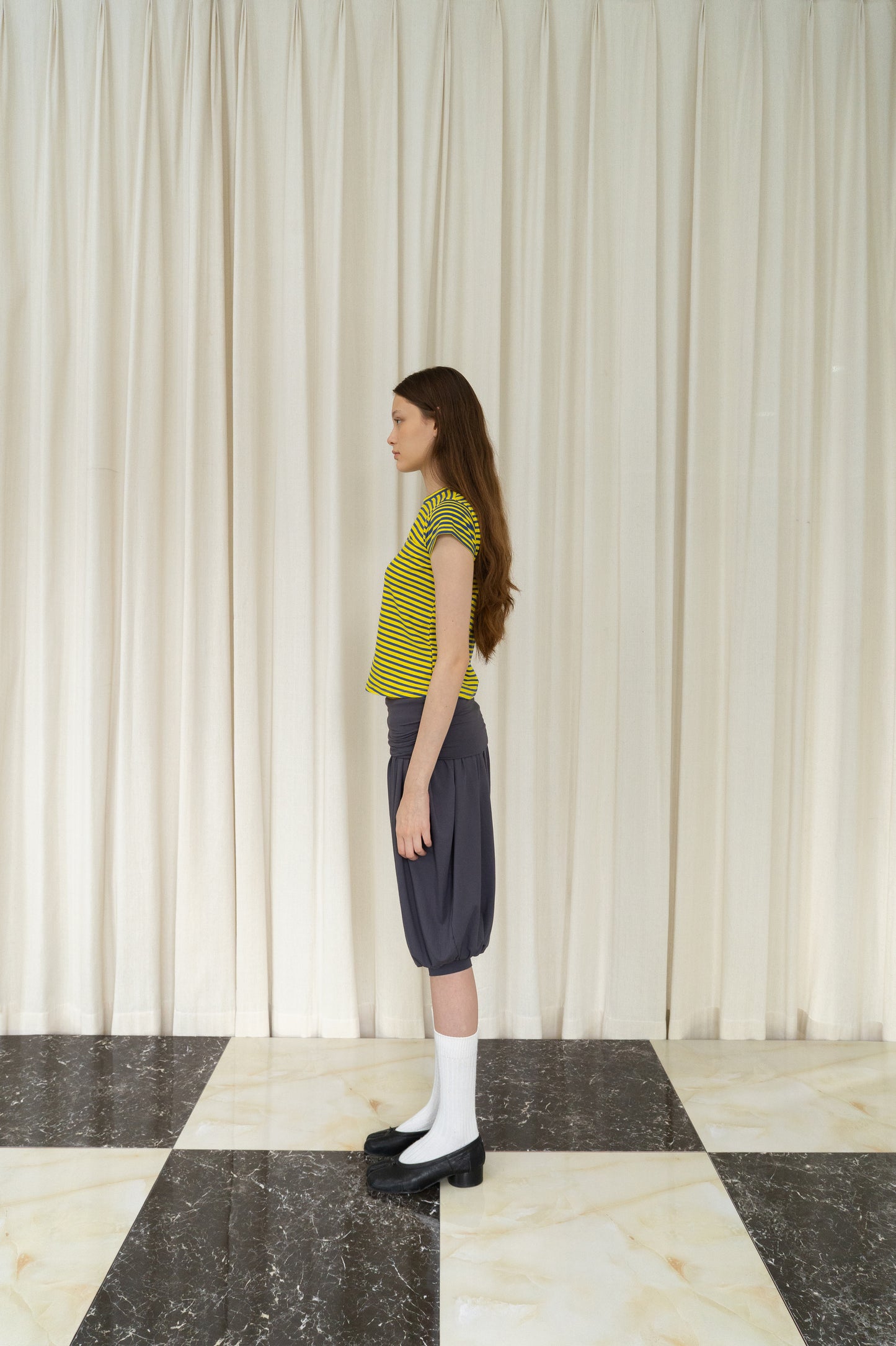 Stripes Asymmetric Top in Blue/Yellow