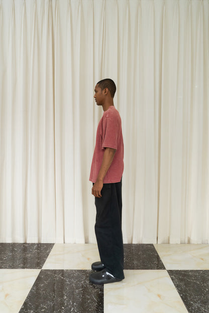 Waffle Washed Tee in Red