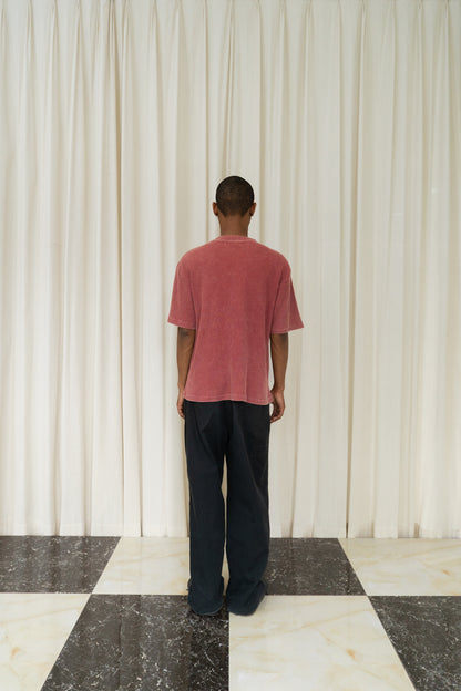 Waffle Washed Tee in Red