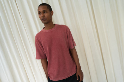 Waffle Washed Tee in Red