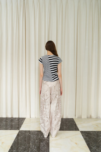 Stripes Asymmetric Top in Black/White