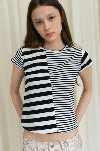 Stripes Asymmetric Top in Black/White