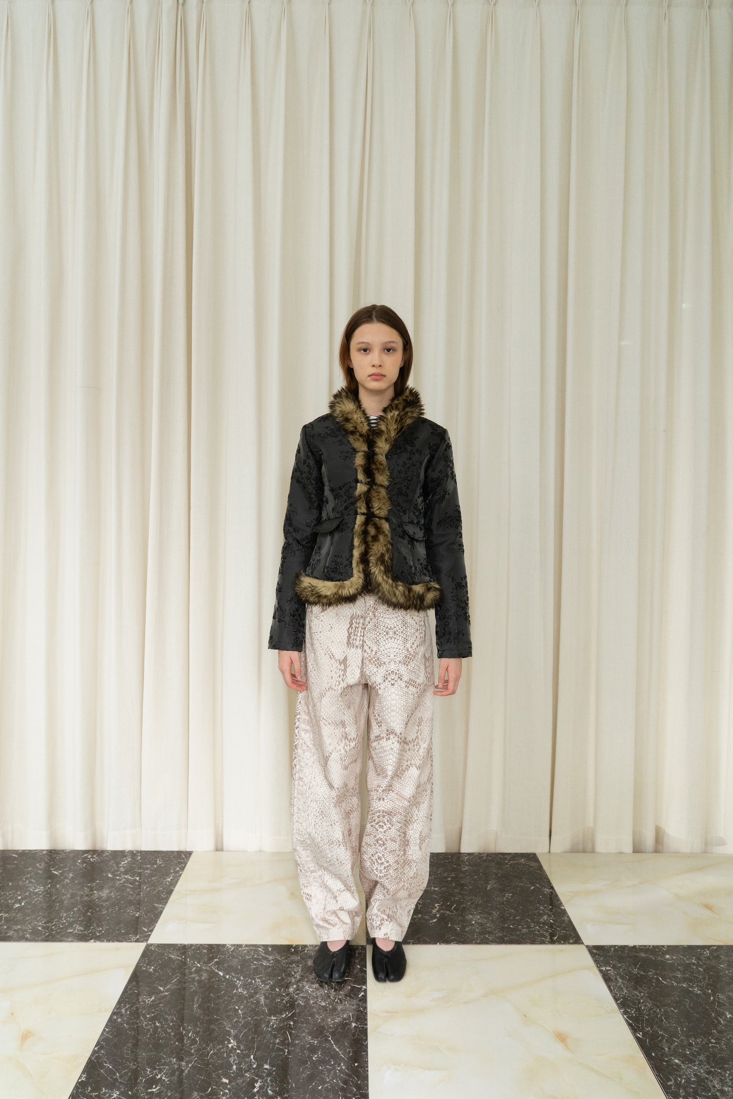 Jacquard Faux Fur Jacket