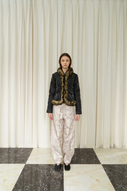Jacquard Faux Fur Jacket