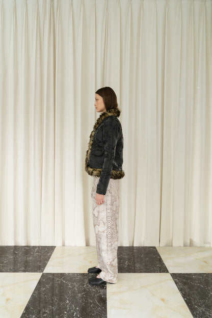 Jacquard Faux Fur Jacket