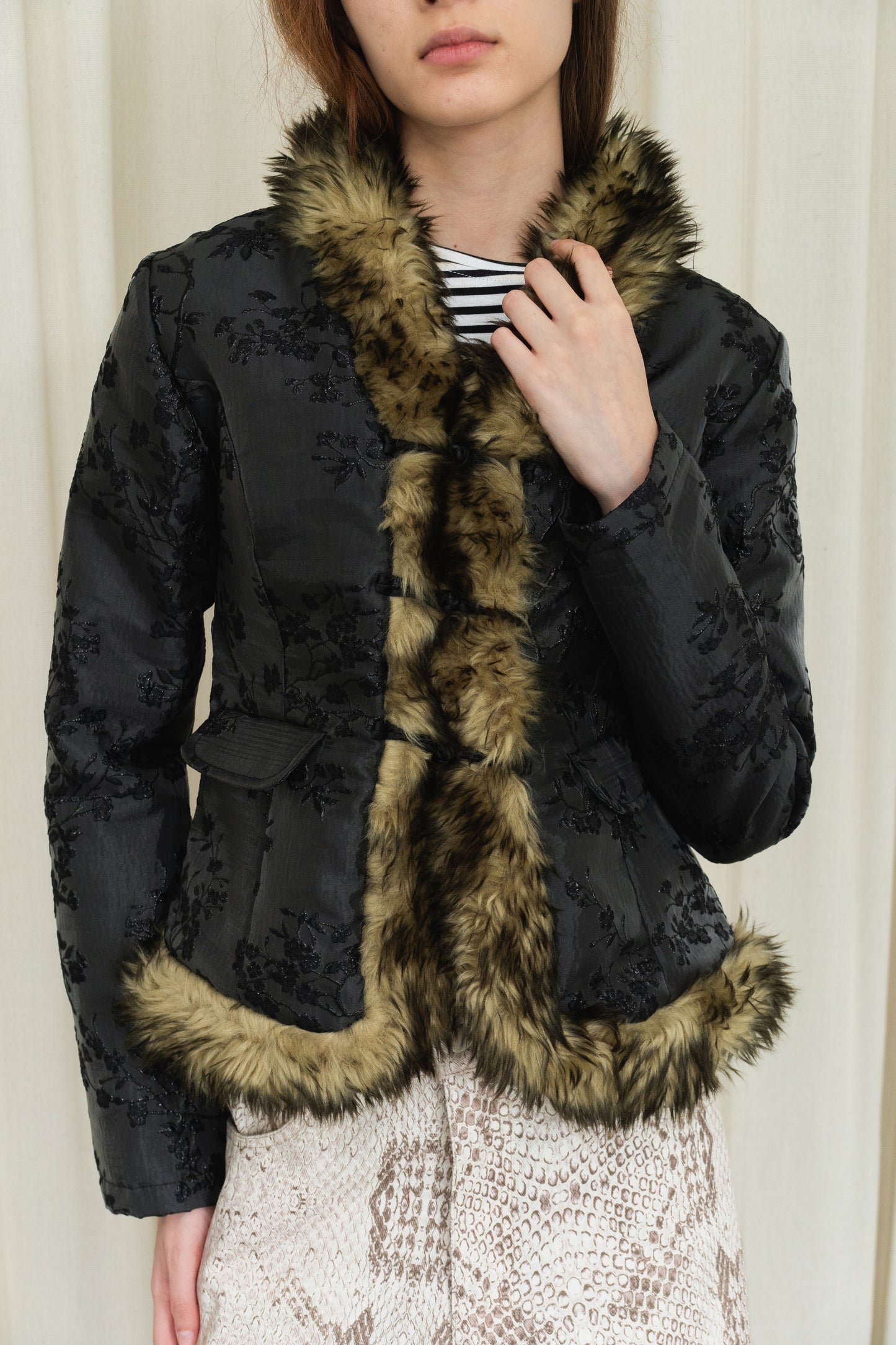 Jacquard Faux Fur Jacket