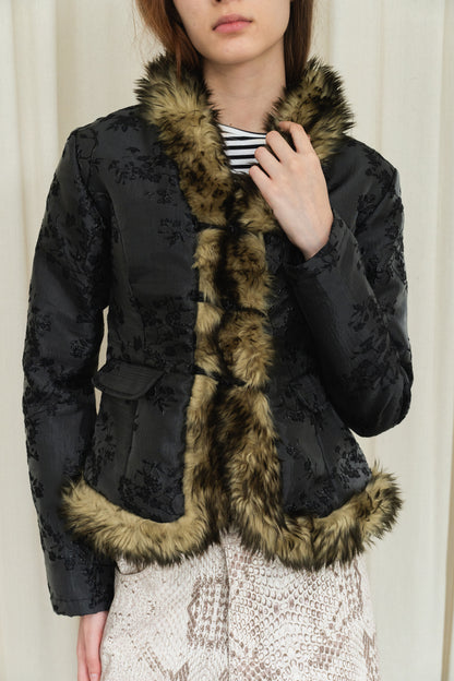 Jacquard Faux Fur Jacket