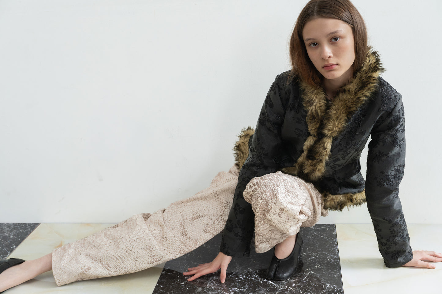 Jacquard Faux Fur Jacket