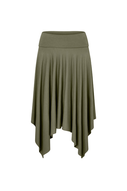Asymmetric Fold Over Skirt - Moss