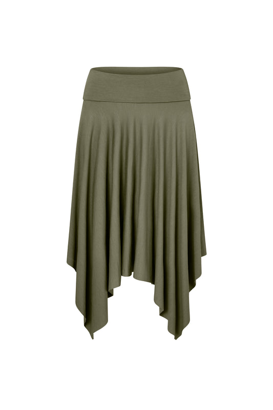 Asymmetric Fold Over Skirt - Moss