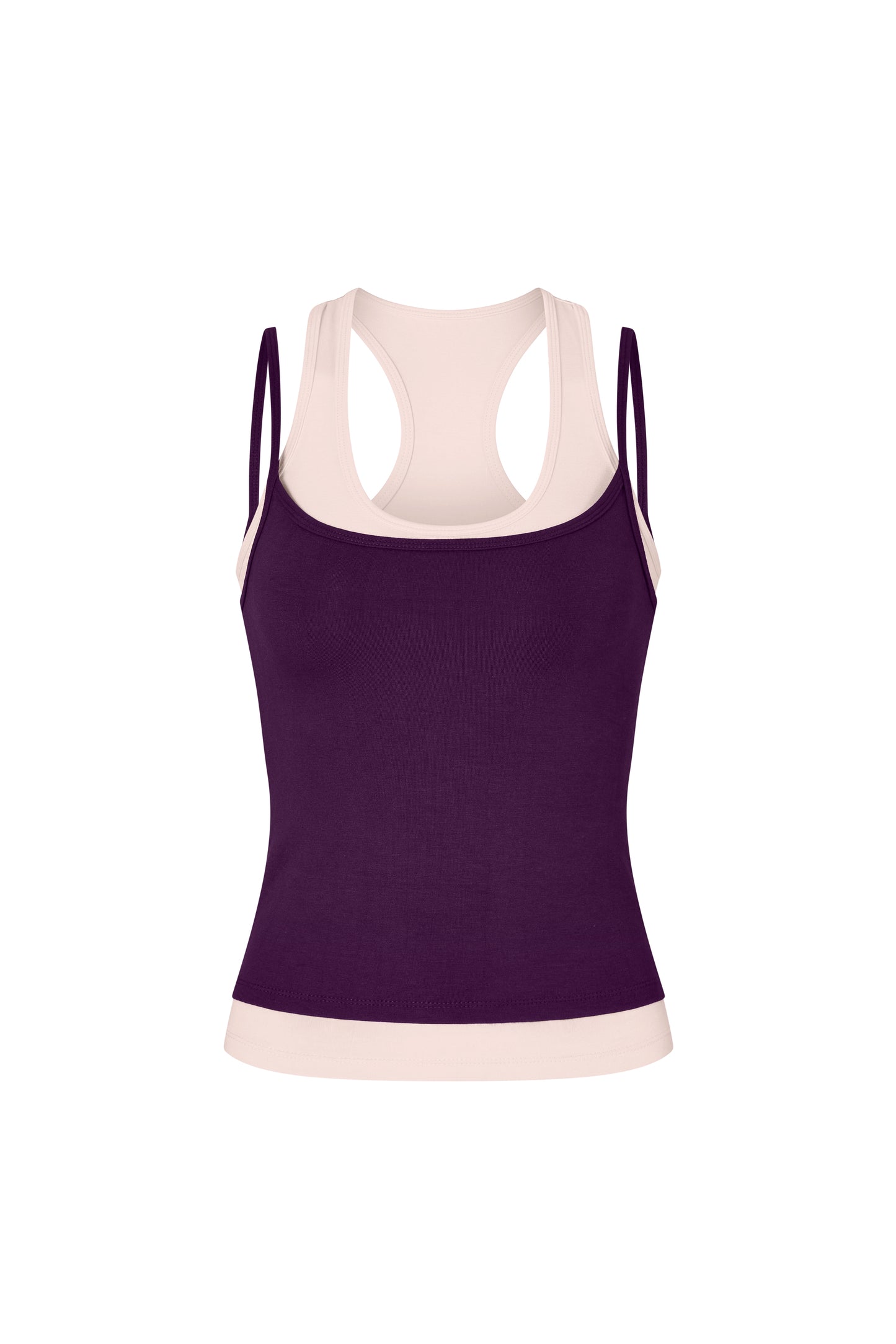 Layered Crew Neck Tank - Purple-Powder