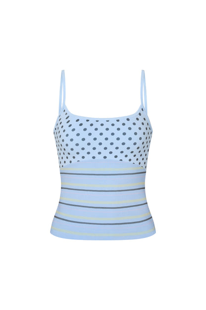 Printed Spaghetti Strap Tank - Sky